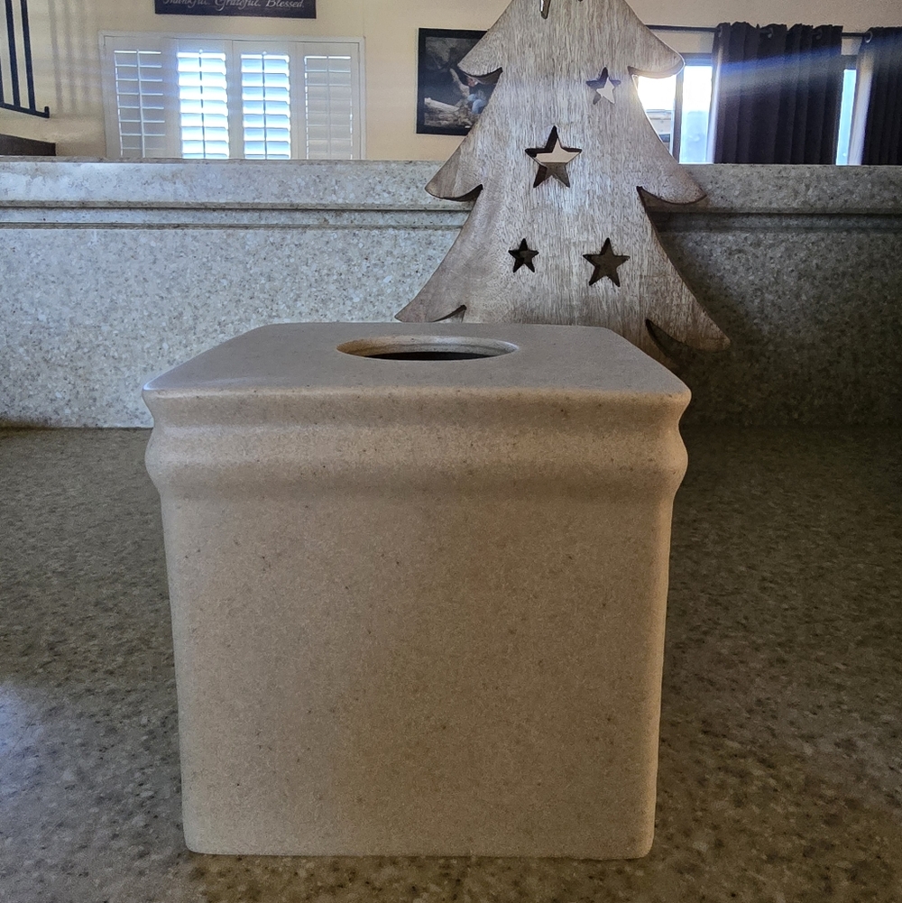 Elegant Beige Square Resin Tissue Box Cover - Picture 4 of 5